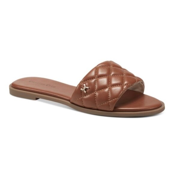 Charter Club SAFFIEE Women's Flats Quilted Slide Sandals Cognac Size 10 - Picture 1 of 6